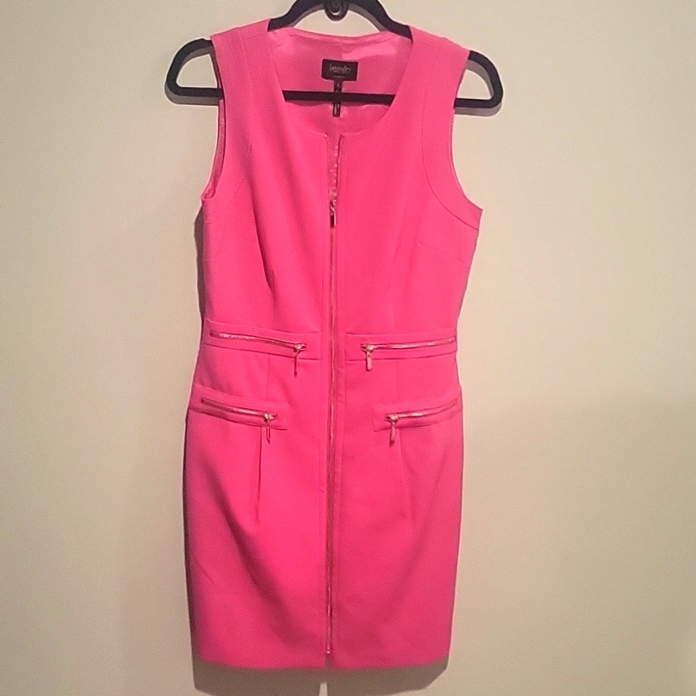 Women's Laundry by Shelli Segal Pink Fullzip Stunning Dress! Size6 SPRING SUMMER